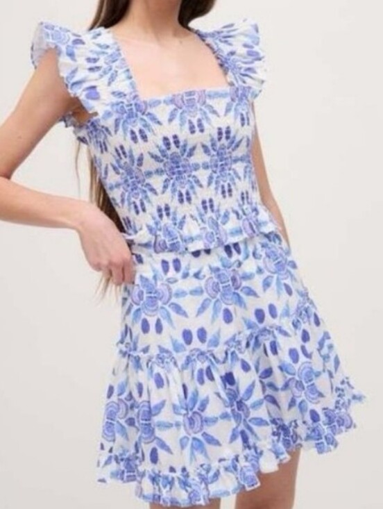 Hill House Dresses & Skirts - Hill House Blue Floral Smocked Mini Dress